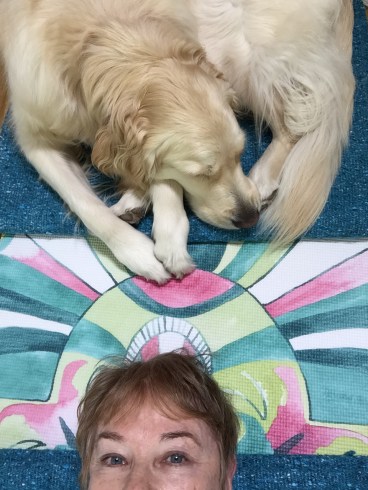 Meo w_Tara on yoga mat